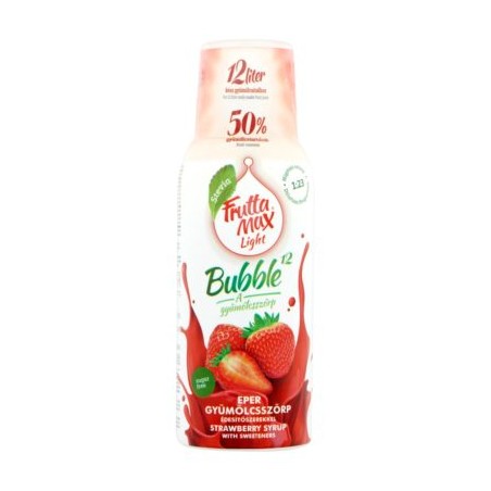 FruttaMax Bubble12 Light Szamóca ízű gyümölcsszörp 500ml, DRS