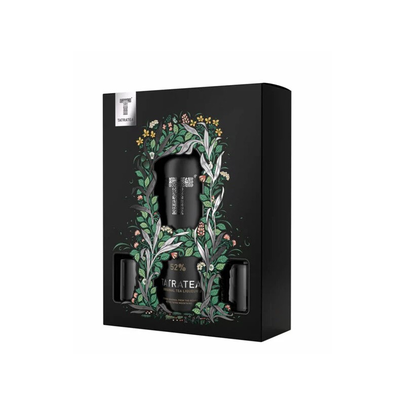 Tatratea 52% Eredeti Tea Likőr 0,7L + 2 pohár, díszdoboz, DRS