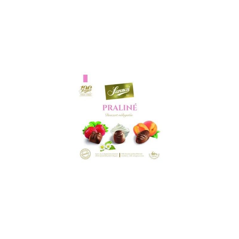 Szerencsi Praliné desszert válogatás 127 g epres-, tej- és sárgabarackos krémmel