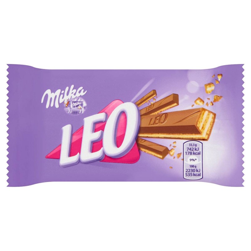 Milka Leo alpesi tejcsokoládéval bevont, lágy krémmel töltött, ropogós ostya 33.3 g