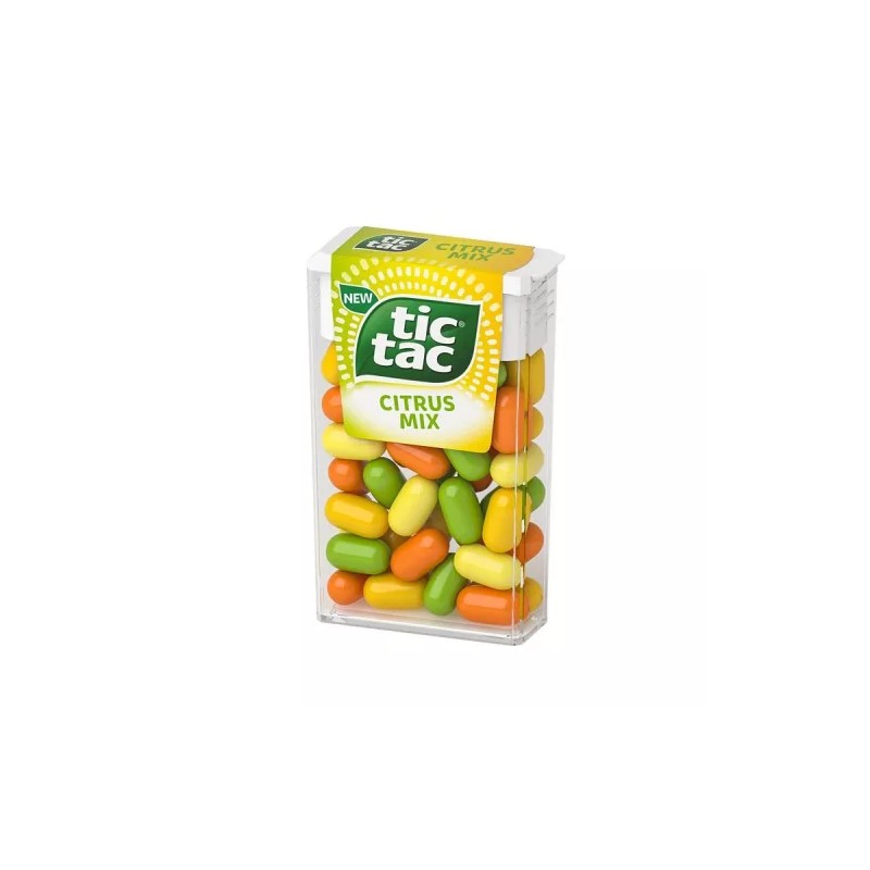 Tic Tac Citrus Mix juzu-, mandarin-, citrom- és citrom-lime ízű cukordrazsé 18 g