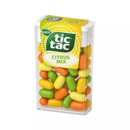 Tic Tac Citrus Mix juzu-, mandarin-, citrom- és citrom-lime ízű cukordrazsé 18 g