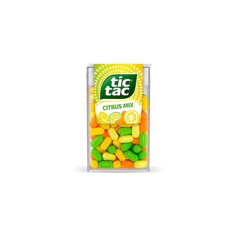 Tic Tac Citrus Mix juzu-, mandarin-, citrom- és citrom-lime ízű cukordrazsé 18 g