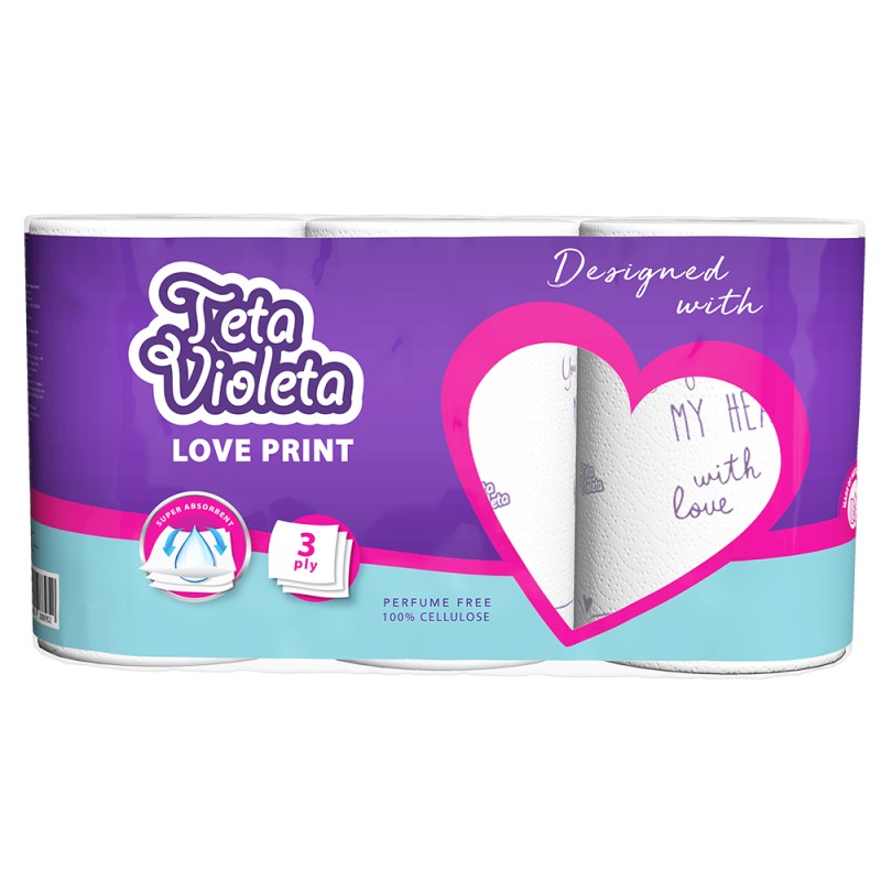 Violeta háztartási papírtörlő Love 3 rétegu 3 tekercs