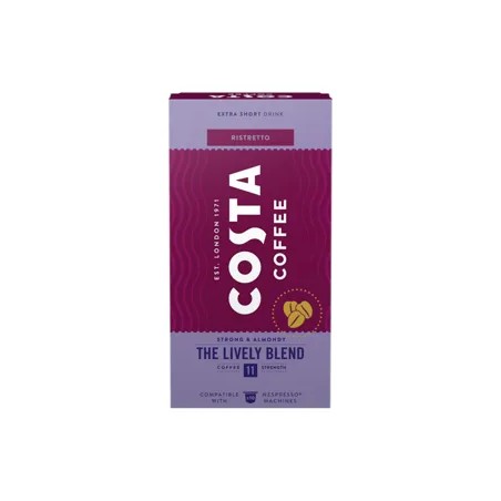 Costa Coffee Lively Blend Ristretto, Nespresso kompatibilis őrölt-pörkölt kávé kapszulában 10 db 57 g