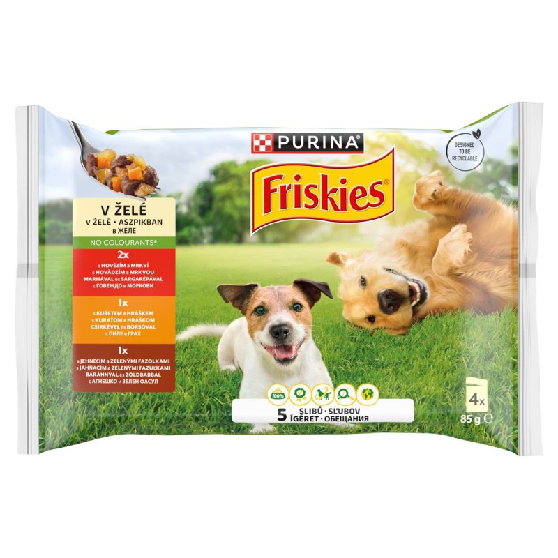 Friskies teljes értékű kutyaeledel felnőtt kutyák számára aszpikban 4x85 g