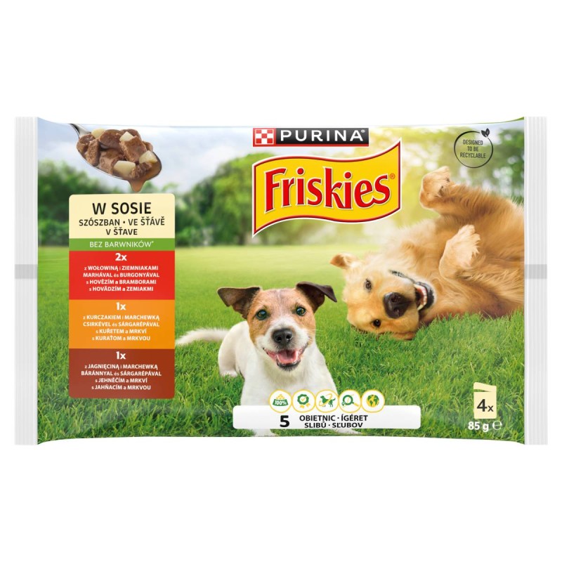 Friskies teljes értékű kutyaeledel felnőtt kutyák számára szószban 4x85 g - 340 g