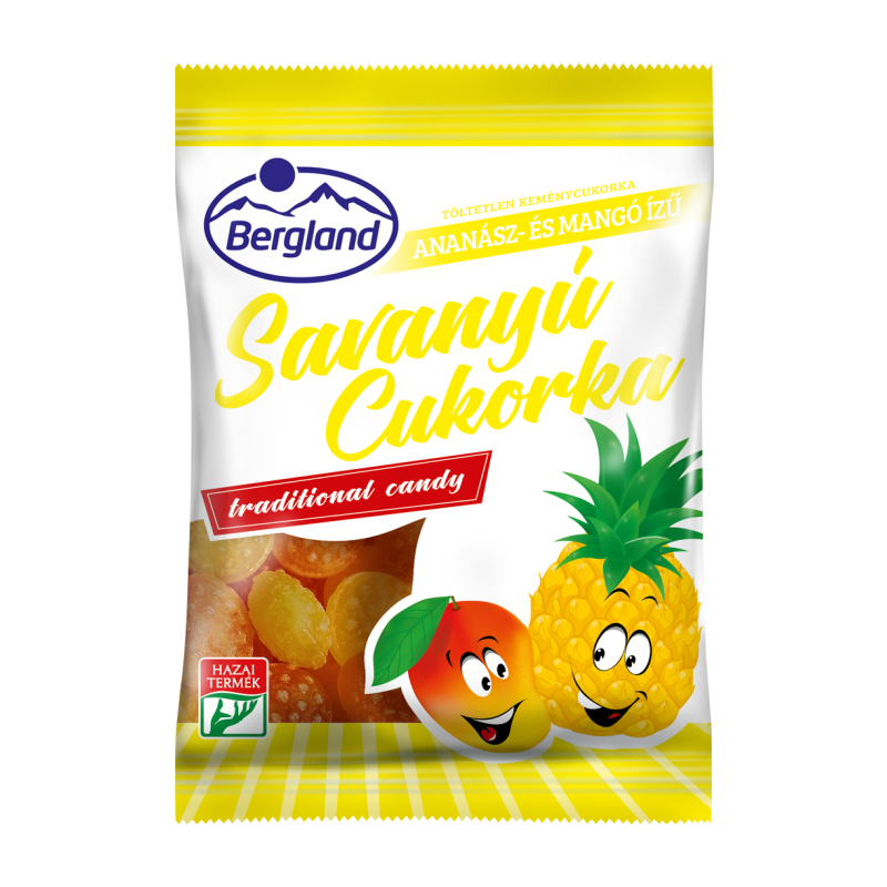 Bergland savanyú cukor ananász-mangó - 70 g