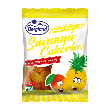 Bergland savanyú cukor ananász-mangó - 70 g