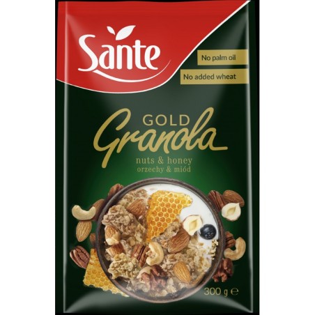 SANTE GRANOLA GOLD TELJES KIŐRLÉSŰ GABONAPEHELY MAGOKKAL ÉS MÉZZEL 300 G