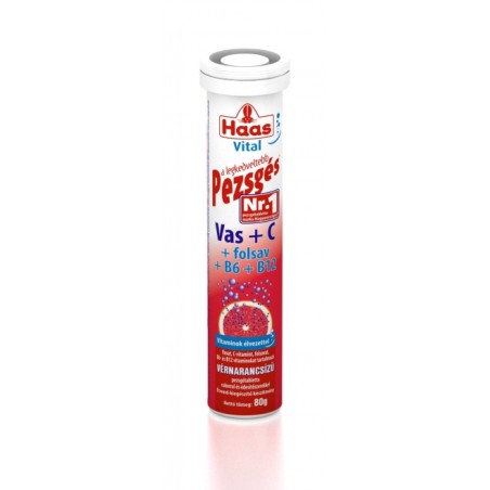 HAAS VAS + C + FOLSAV + B6 + B12 PEZSGŐTABLETTA 80G