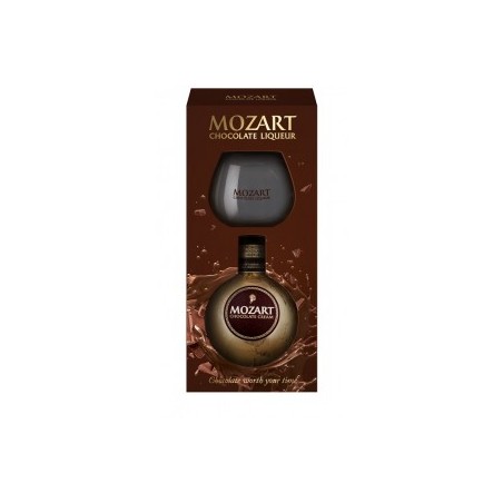 Mozart Chocolate Cream likőr 17%, 0,5 l + 1 pohár díszdobozban