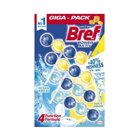 Bref Power Aktiv Lemon-Óceán WC frissítő 4 x 50 g