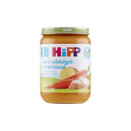 HiPP BIO kerti zöldségek csirkehússal bébiétel 5 hónapos kortól 190 g
