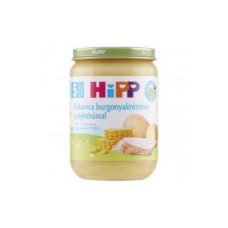 HiPP Bio Kukorica burgonyakrémben pulykahússal 5 hónapos kortól – 190 g