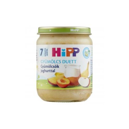 HiPP Gyümölcs Duett BIO gyümölcsök joghurttal bébidesszert 7 hónapos kortól 160g