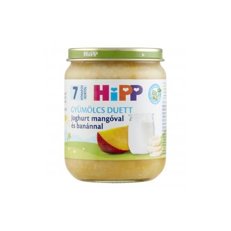 HiPP Gyümölcs Duett BIO joghurt mangóval és banánnal bébidesszert 7 hónapos kortól 160g