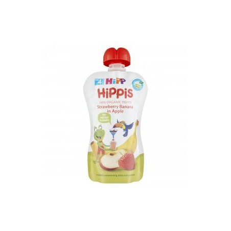 HiPP HiPPiS BIO eper-banán almában gyümölcspép 4 hónapos kortól 100 g
