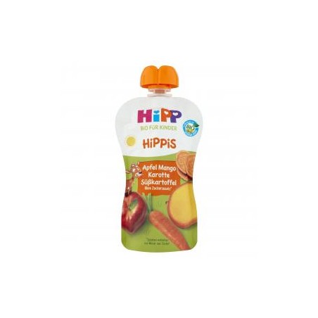HiPP HiPPiS BIO alma-mangó-sárgarépa-édesburgonya gyümölcs- és zöldségkészítmény 1 éves kortól 100 g