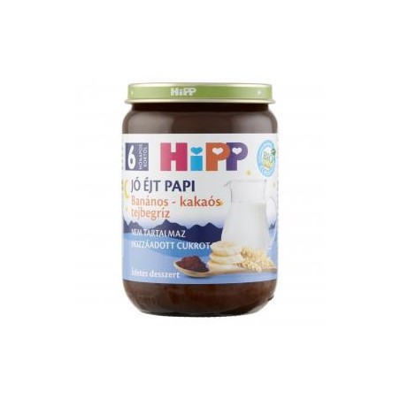HiPP Jó Éjt Papi BIO banános-kakaós tejbegríz bébidesszert 6 hónapos kortól 190 g