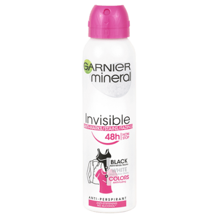 Garnier Mineral Invisible Black & White & Colors izzadásgátló spray, 48h, 150ml